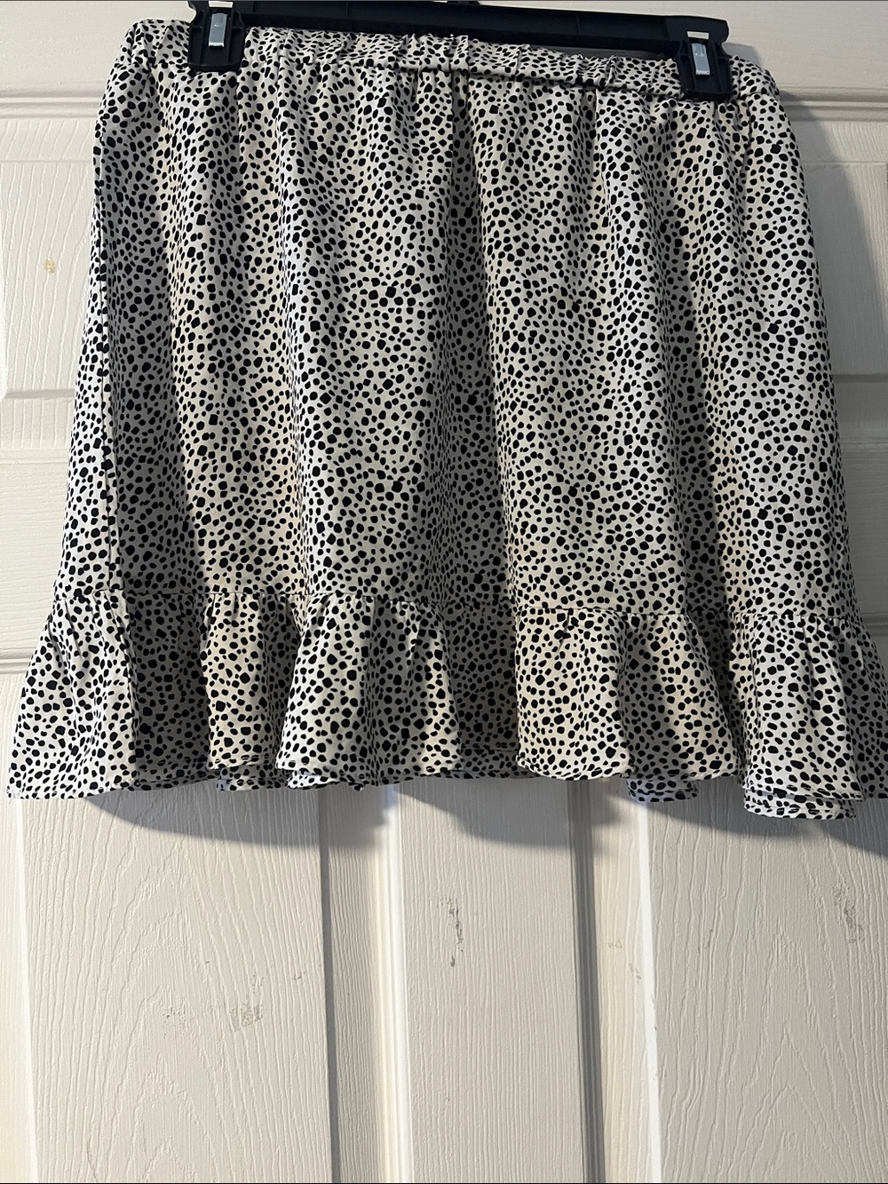 Princess Polly Black & White Dalmatian Ruffle Mini Skirt